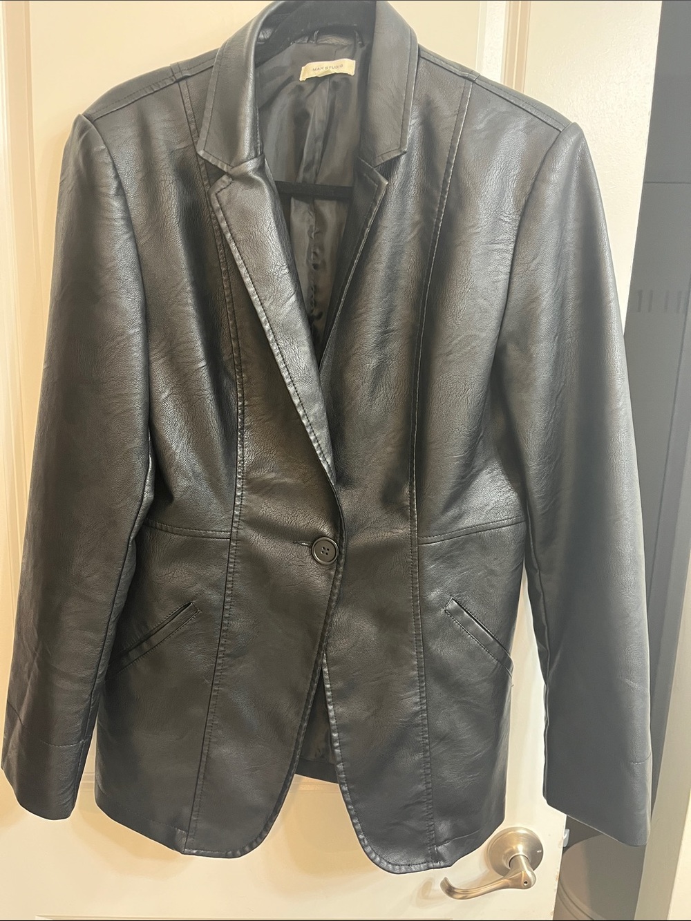 Max Studio Black Leather Blazer Jacket